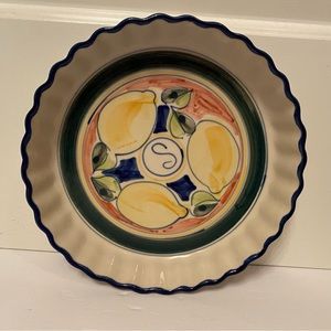 ROBERT GORDON AUSTRALIA POTTERY QUICHE DISH PIE PLATE 9” WHITE YELLOW LEMON HOME